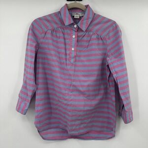 Vineyard Vines Striped Collared Pullover Shirt Women's Size‎ 0 Pink Blue Cotton